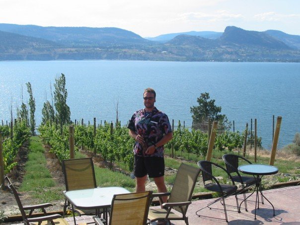 On the patio at Soaring Eagle with a Rose I just bought. 