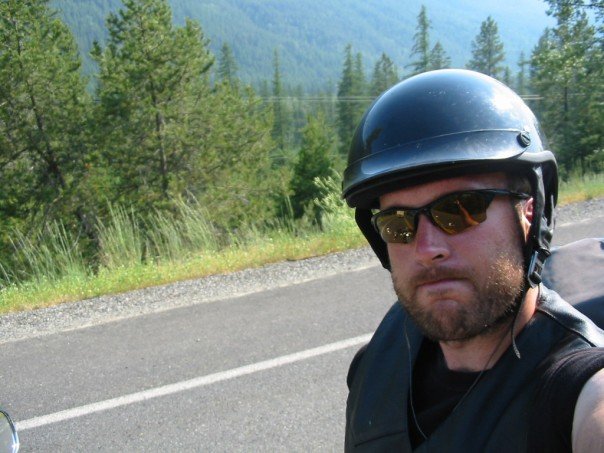 This is me waiting for the road construction flag person to let us through.  Man I was pissed off. 