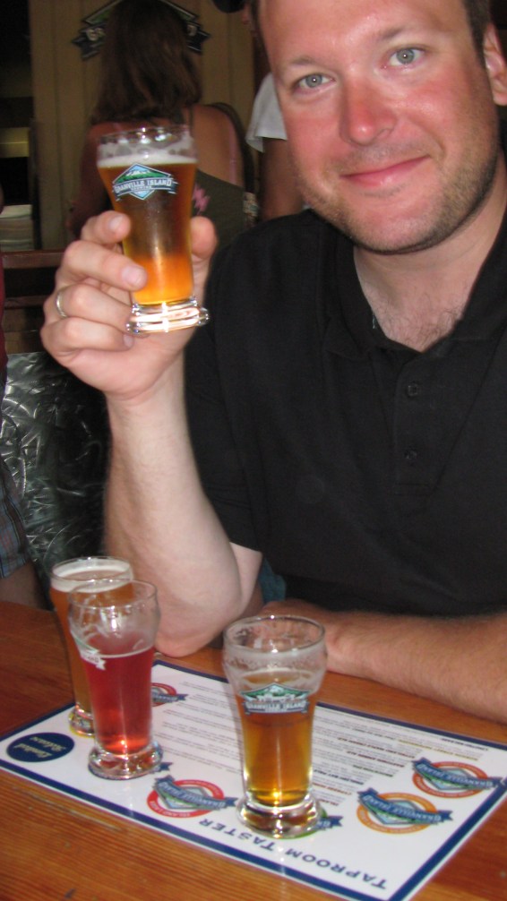 Sampling the beers at the Granville Island Brewery