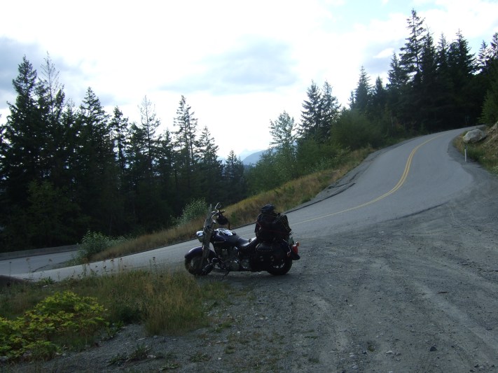 The steep ascent out of Pemberton on the way to Lillooet.  This is where my brakes failed last year on the Magical Mystery Tour 2008. 