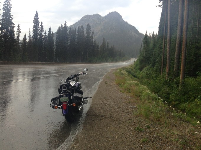 I paused for the rain heading up the Kootenay Pass