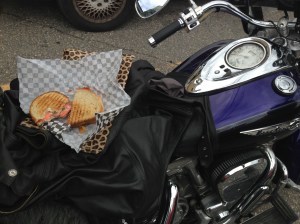 My lunch that day...a smoked salmon panini from a bistro in New Denver