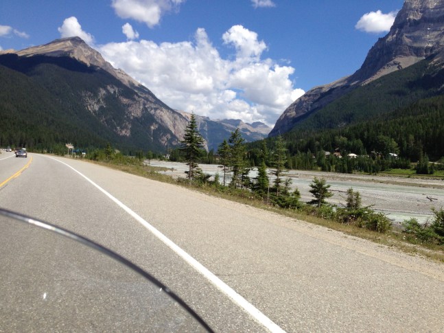 Riding along Kicking Horse Pass