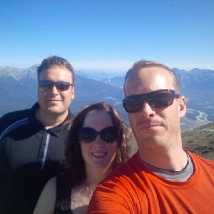 The three of us on top of the mountain