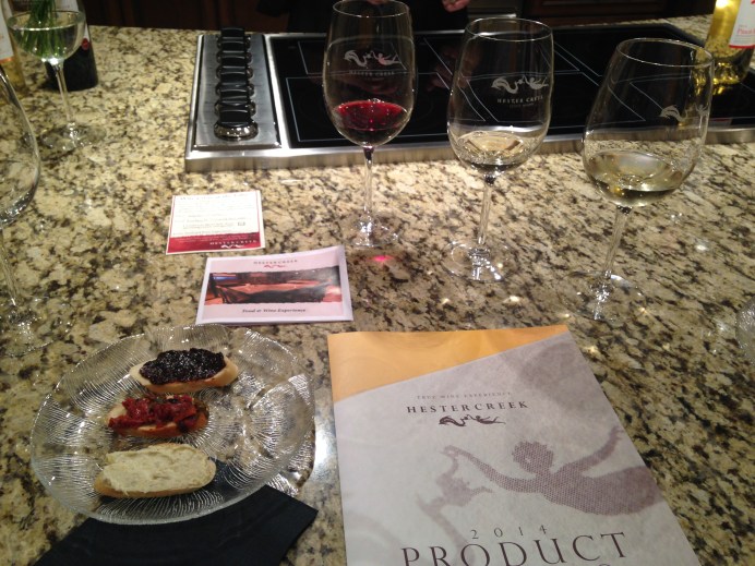 The food and wine flights at Hester Creek