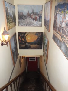 The staircase at the Ymir Hotel