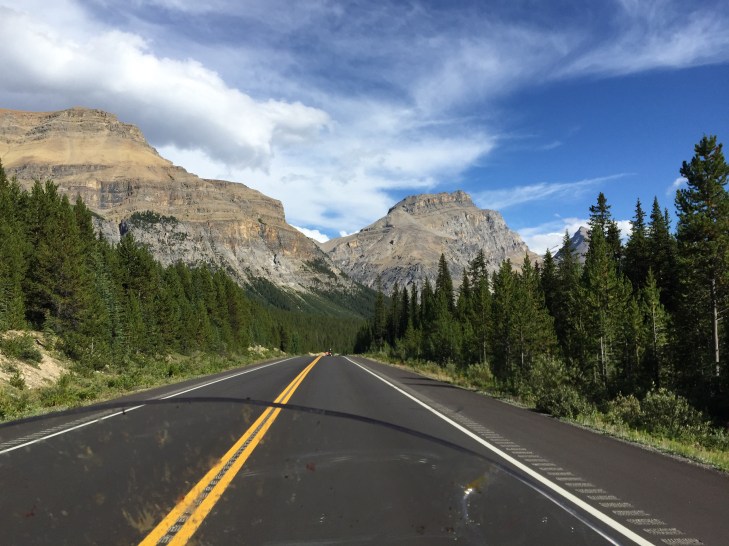 On the Icefields Parkway. Check out that new asphalt. 